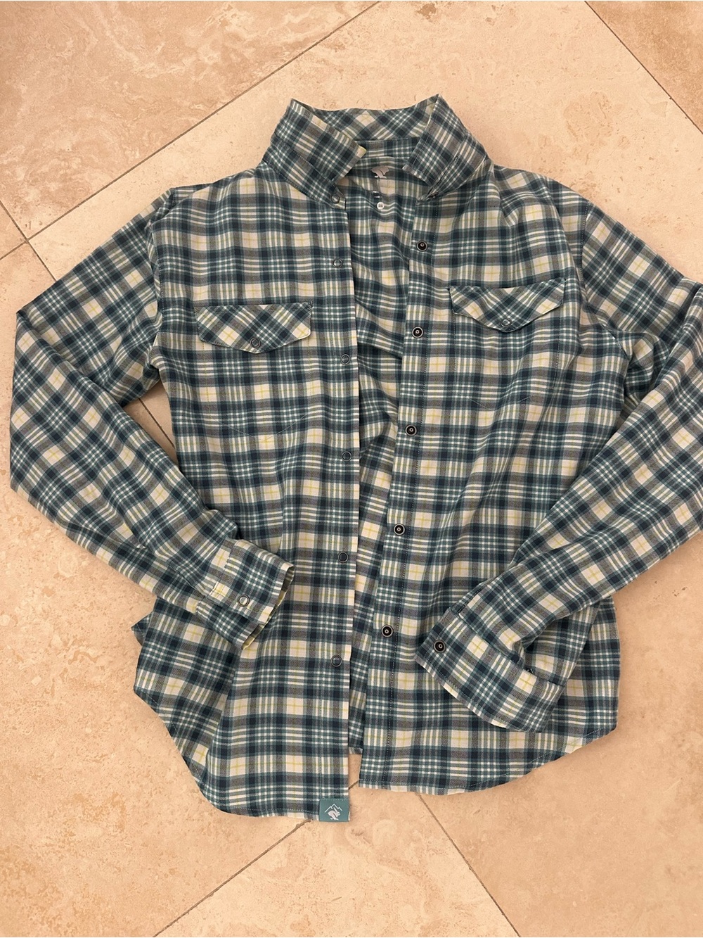 Women's Teal Plaid Button-Down Shirt